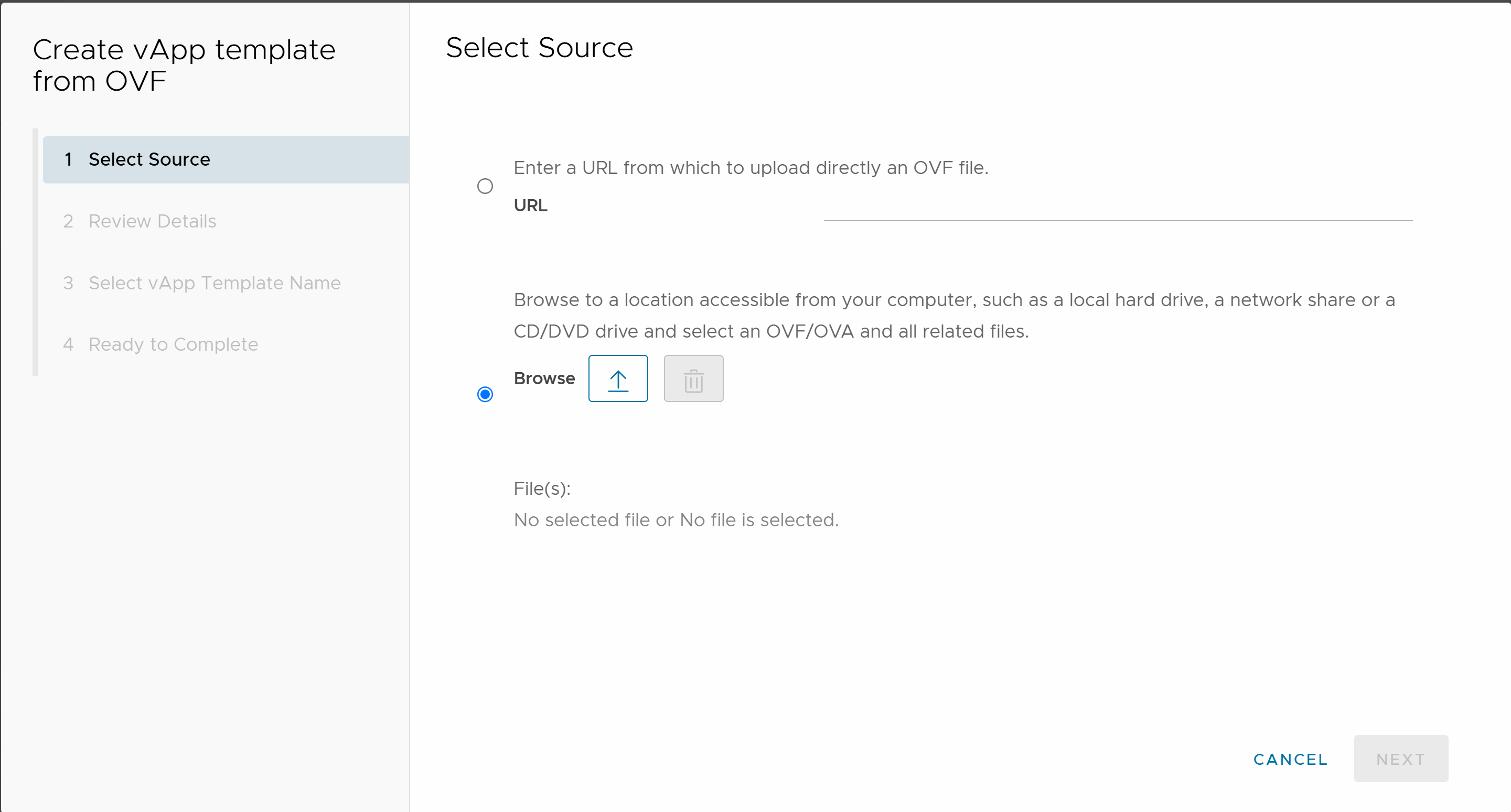 Upload UAG OVA image to vCloud Director