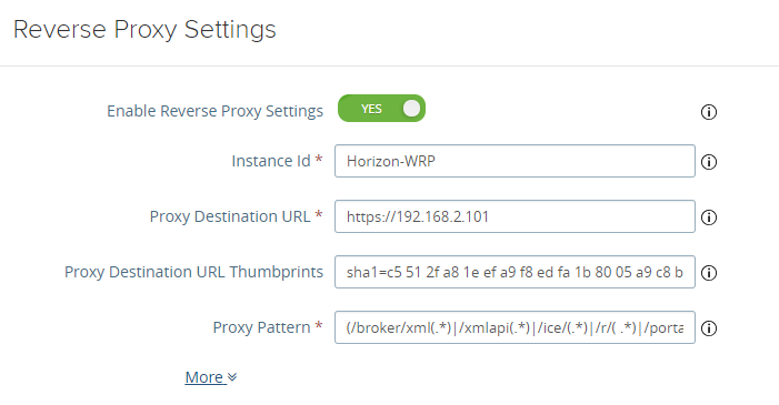 Unified Access Gateway Admin UI Settings for Web Reverse Proxy