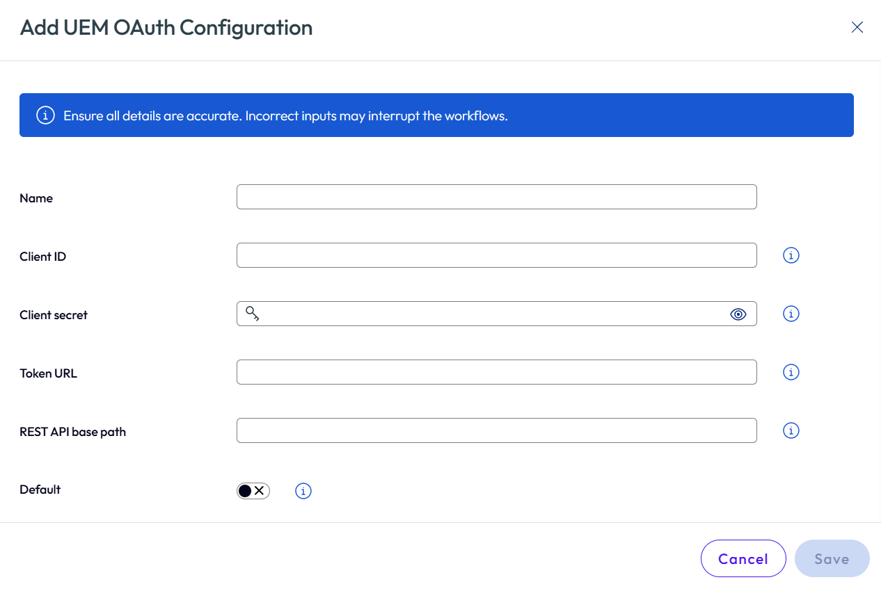 Add UEM OAuth Configuration.