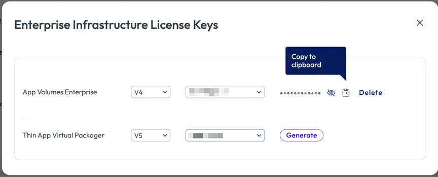 Eye icon button for toggling license key visibility between masked and plain text Eye icon button for toggling license key visibility between masked and plain text