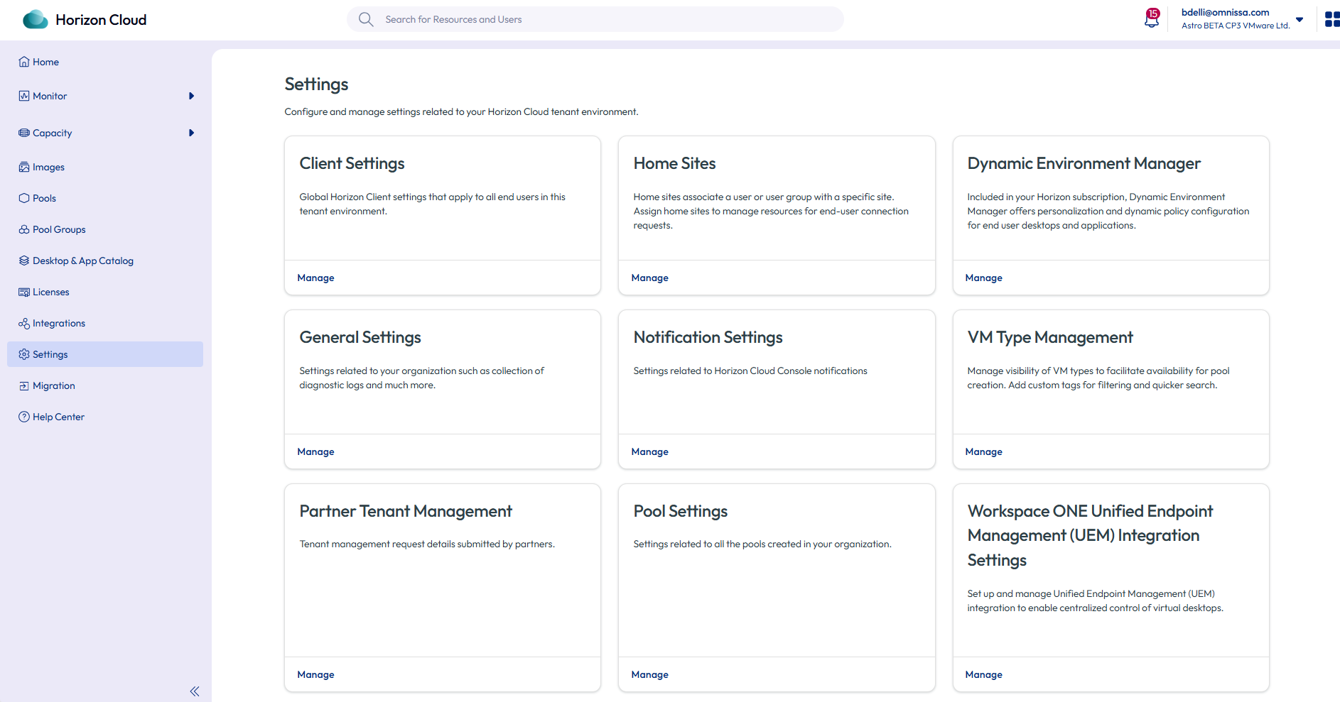 Settings page described in text.