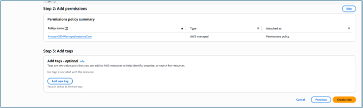 Create role button highlighted at bottom of role configuration wizard Create role button highlighted at bottom of role configuration wizard