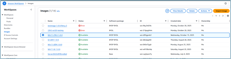 EC2 Image Builder showing import in progress with status bar and estimated completion time