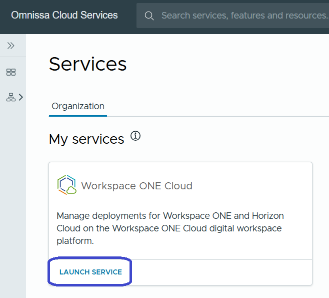 The Workspace ONE Cloud service is the Cloud Admin Hub console. The Workspace ONE Cloud service is the Cloud Admin Hub console.