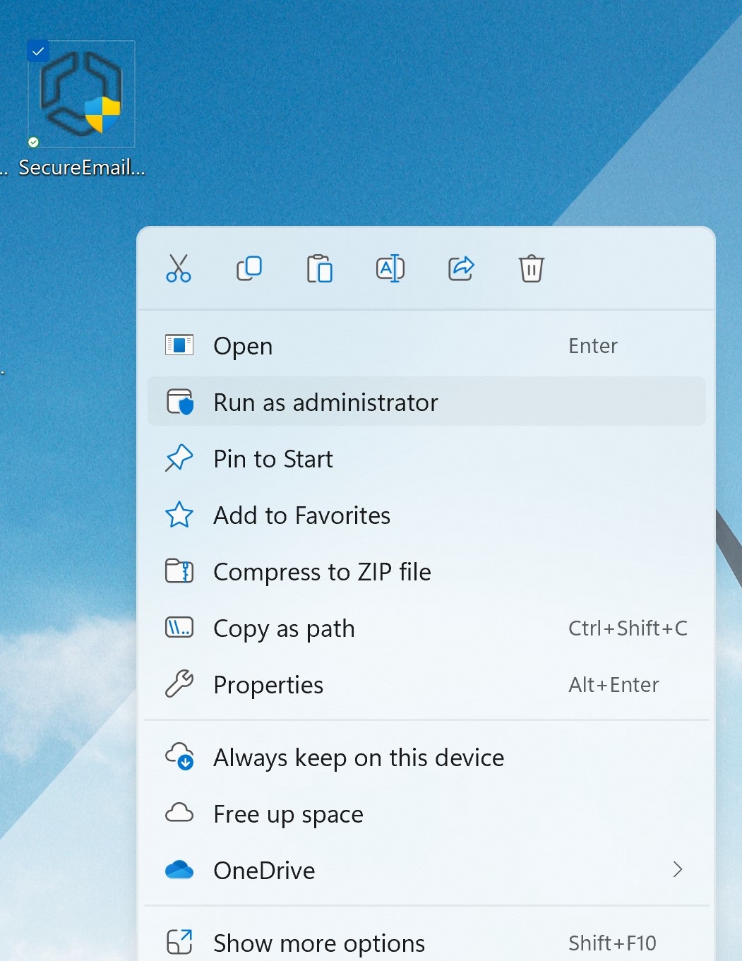 SEG installer run as an admin