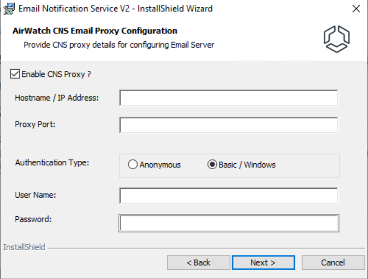 Airwatch CNS email proxy configuration