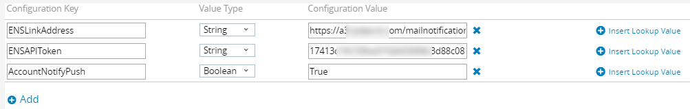 ENS2 settings configured without the EWS URL ENS2 settings configured without the EWS URL