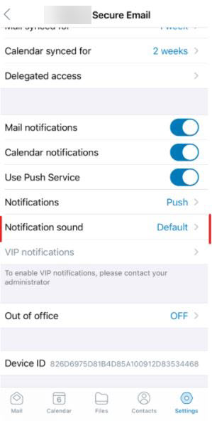 Activate notification sound in the Boxer email account setting Activate notification sound in the Boxer email account setting