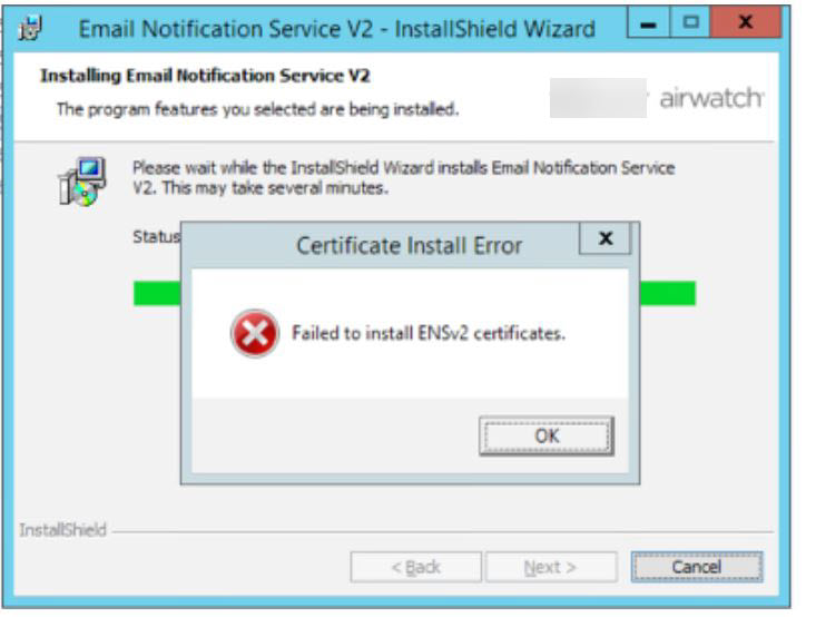 Certificate install error Certificate install error