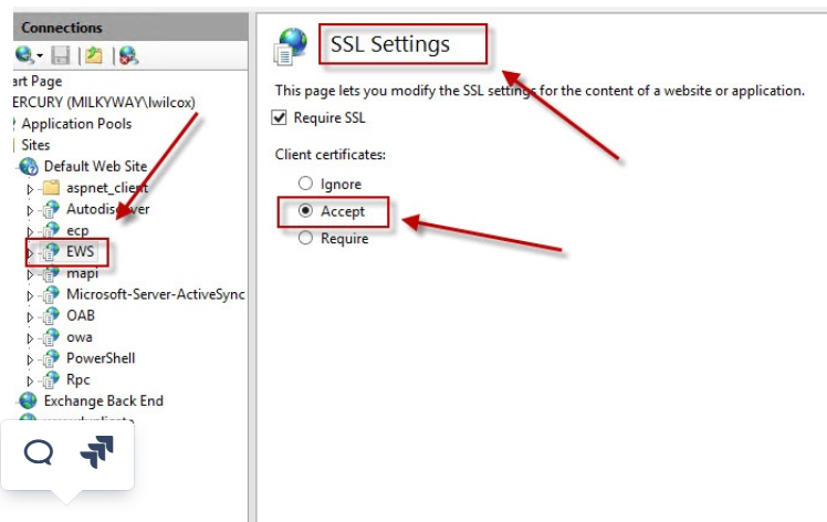 IIS console screen