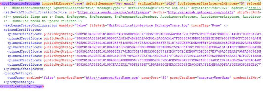 Pinned certificate information Pinned certificate information