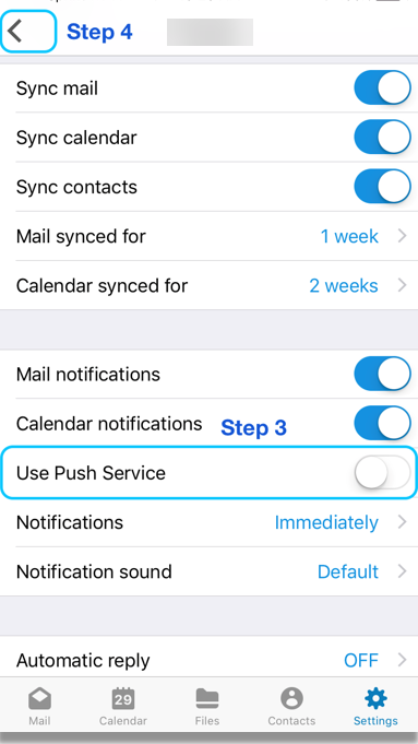 Turn off the use push service option Turn off the use push service option