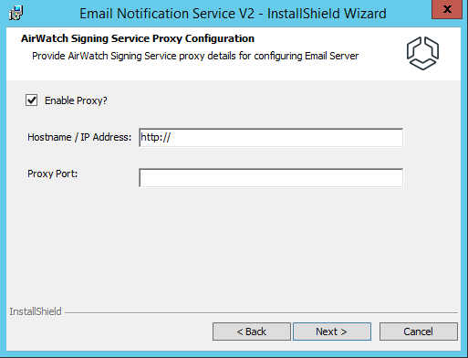 Airwatch Signing service proxy configuration