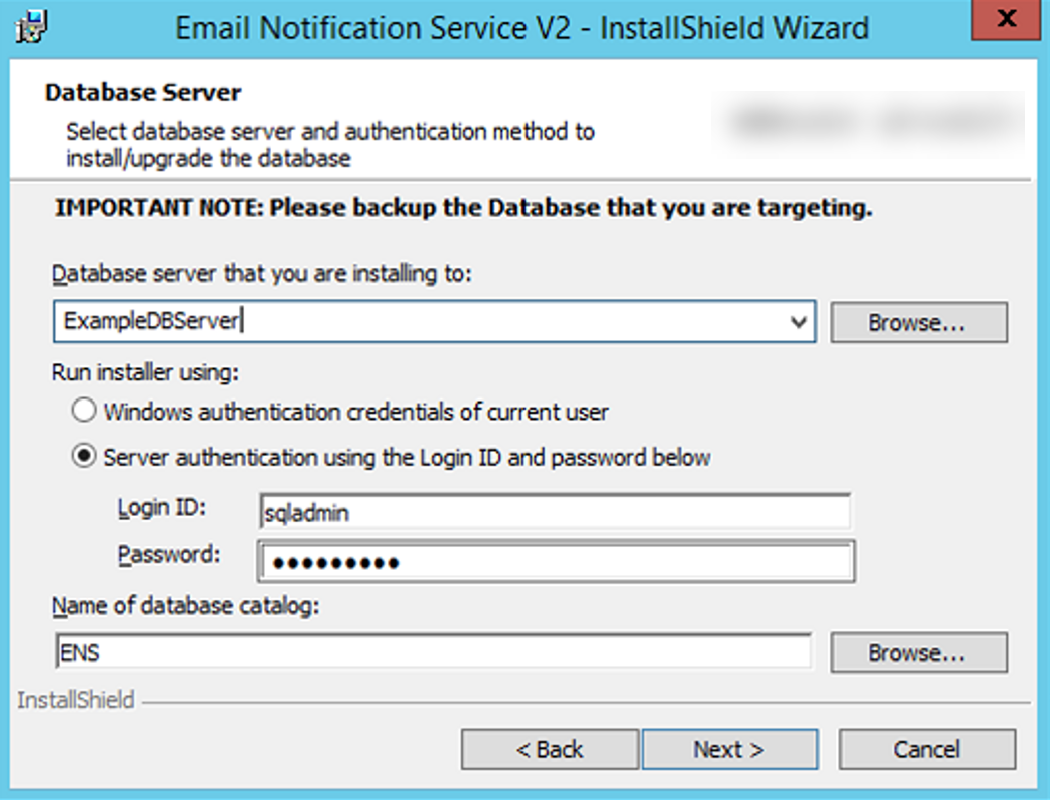 Single database configuration
