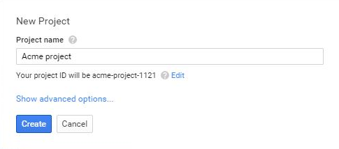 Google API new project