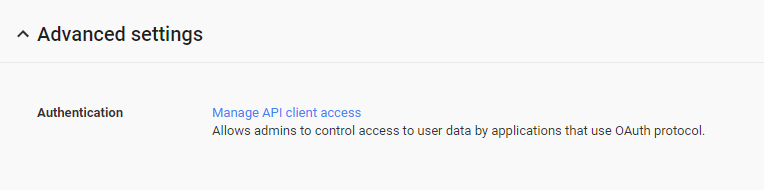 Manage API client access advance settings