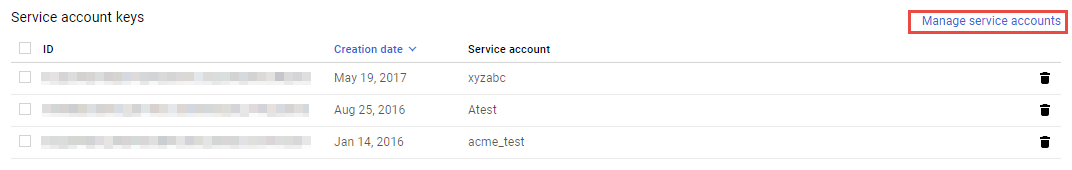 Manage service account keys