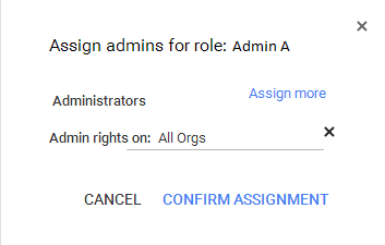 Assign admin roles screen