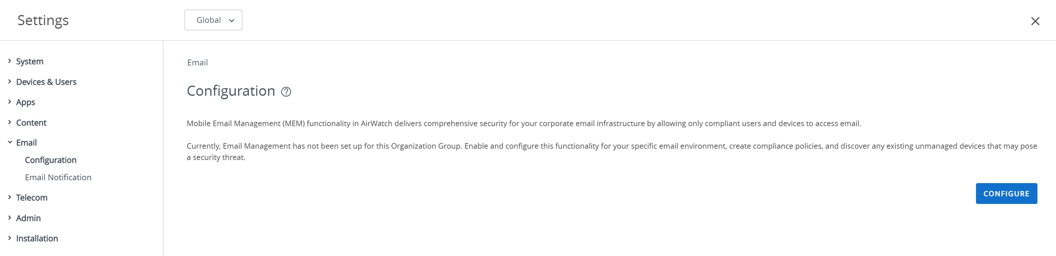 \Email configuration wizard