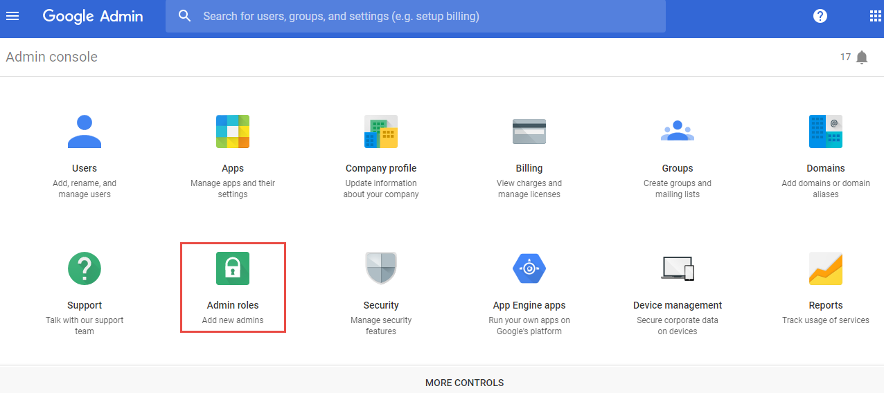 Google admin console dashboard screen