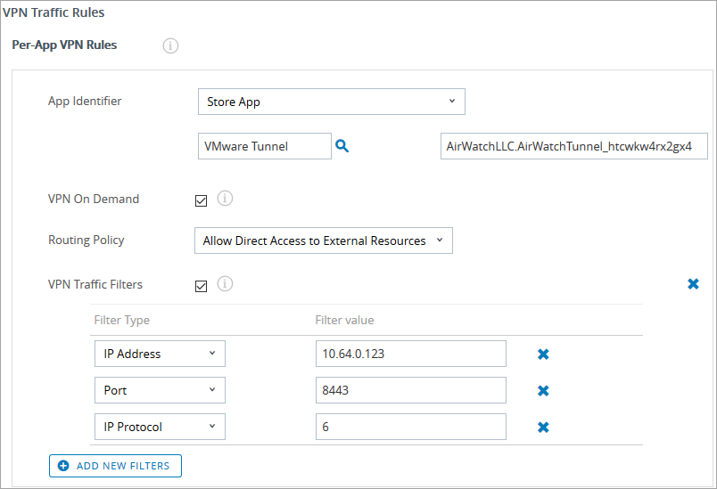 Per-App VPN Rules box is shown