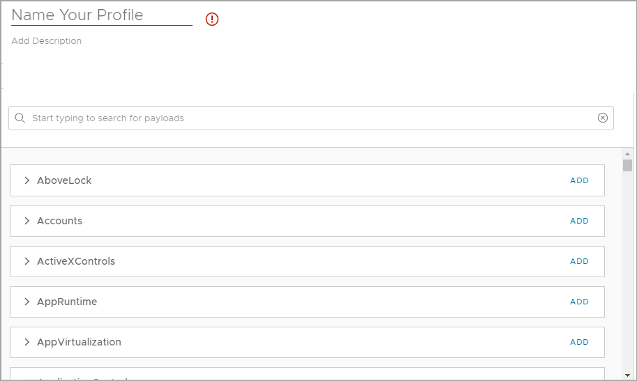 The page to adding a new profile using Microsoft Native CSPs is shown. The page to adding a new profile using Microsoft Native CSPs is shown.