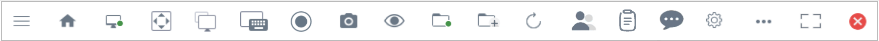 Screenshot of the Assist client's main menu toolbar showing the various buttons to access features and functions.