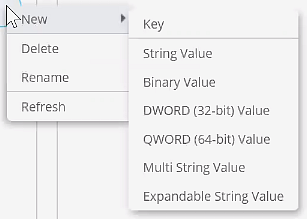 New Key sub menu