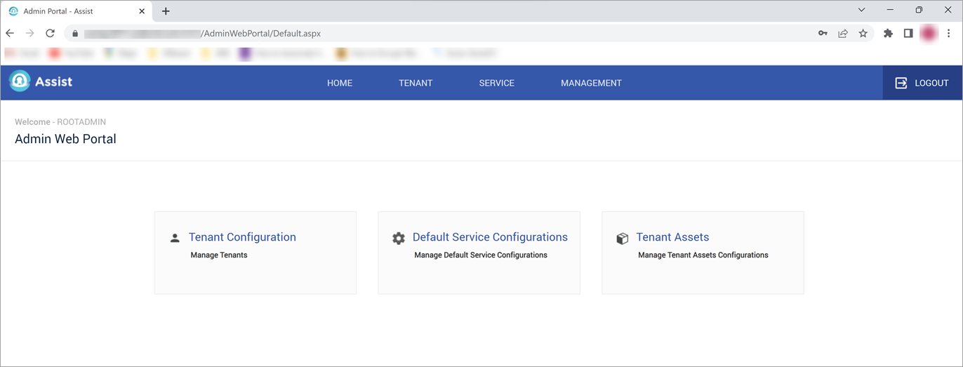 The Admin Web Portal is displayed.
