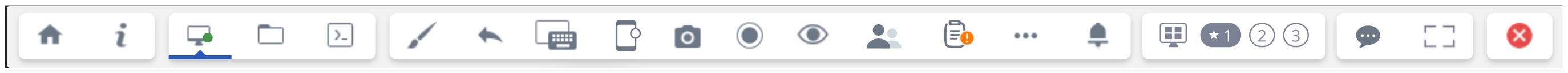 Screenshot of the Assist client's main menu toolbar showing the various buttons to access features and functions Screenshot of the Assist client's main menu toolbar showing the various buttons to access features and functions
