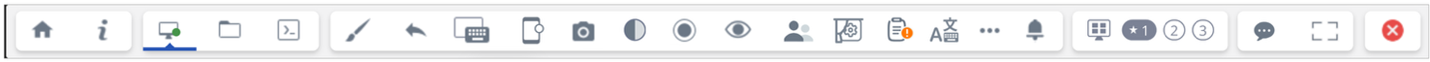 Screenshot of the Assist client's main menu toolbar showing the various buttons to access features and functions