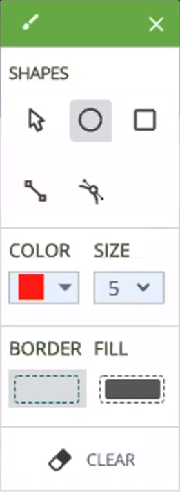 This screenshot shows the whiteboard menu, with its many button cotrollers giving you access to all the tools you need during your whiteboard session. This screenshot shows the whiteboard menu, with its many button cotrollers giving you access to all the tools you need during your whiteboard session.