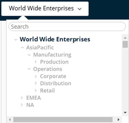 This screenshot reflects the same hierarchy as the flowchart style illustration, but how it appears in Workspace ONE UEM. This screenshot reflects the same hierarchy as the flowchart style illustration, but how it appears in Workspace ONE UEM.