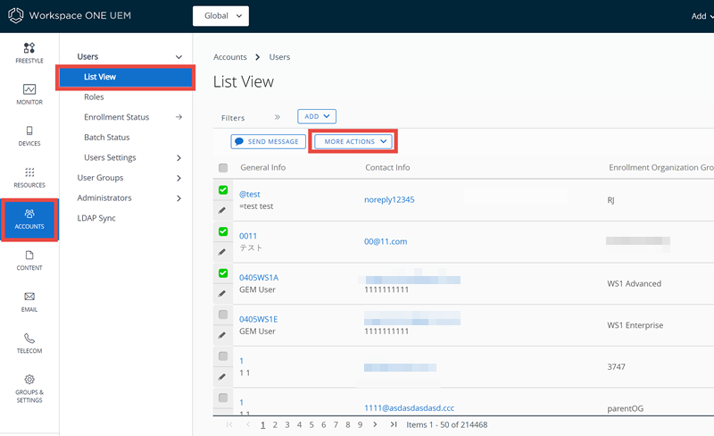 This screenshot shows the Users List View which you use to add users to user groups.