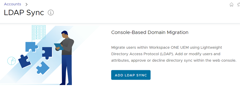 This screenshot shows the introduction screen for the LDAP Sync which is in service of the User Migration.
