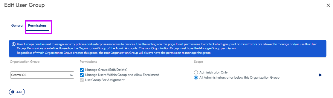 This screenshot shows the Edit User Group screen which enables you to change user group permissions. This screenshot shows the Edit User Group screen which enables you to change user group permissions.