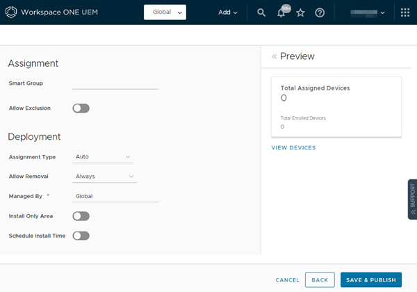 This screenshot shows the secondary screen for the new DDUI for Adding a Device Profile This screenshot shows the secondary screen for the new DDUI for Adding a Device Profile