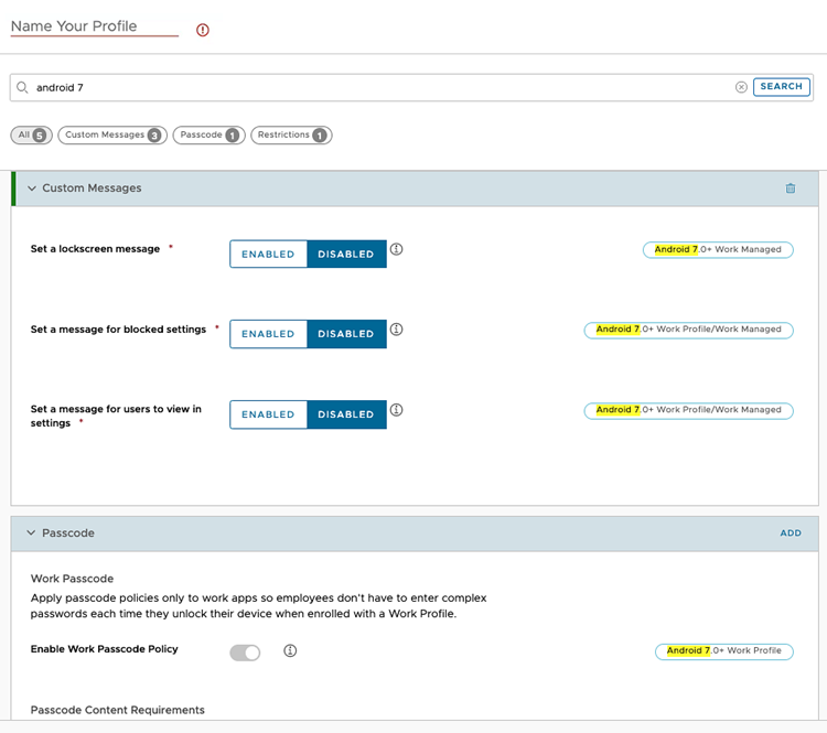 This partial screenshot shows the results of an Android device profile search successfully returning results found in the platform qualifier bubbles This partial screenshot shows the results of an Android device profile search successfully returning results found in the platform qualifier bubbles