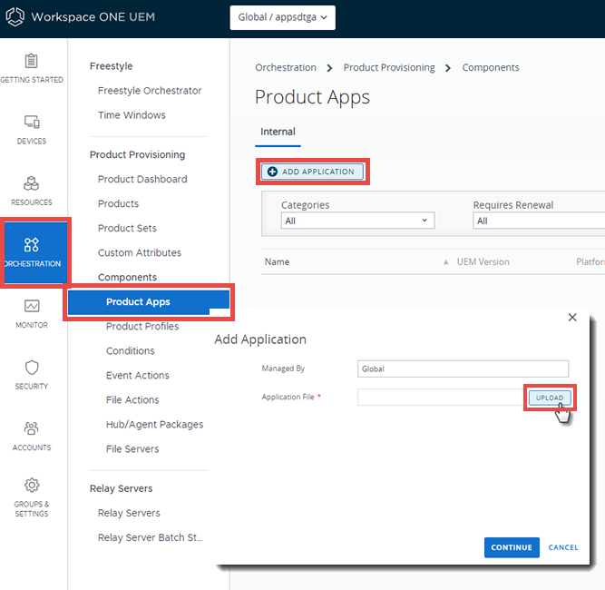 This screenshot shows the Add Application screen and the click path that takes you there.