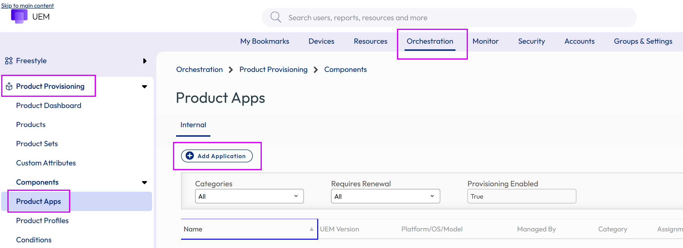This screenshot shows the Add Application screen and the click path that takes you there. This screenshot shows the Add Application screen and the click path that takes you there.