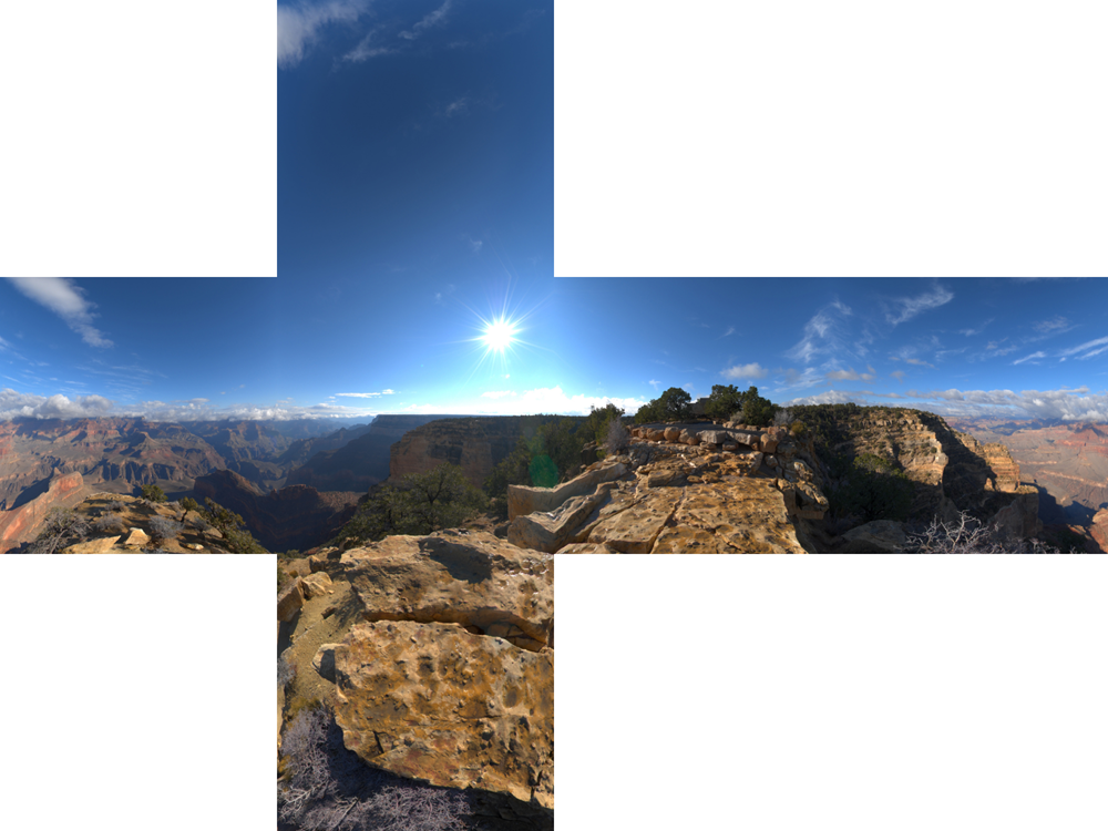 Example Replacement PNG Image This cross-shaped image is a cubemap, or a 360 degree representation of a virtual environment.