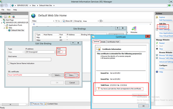 The Certificate screen where you verify the private key. The Certificate screen where you verify the private key.