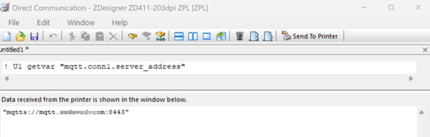 Command showing the URI the printer client uses to connect to the MQTT broker. Command showing the URI the printer client uses to connect to the MQTT broker.