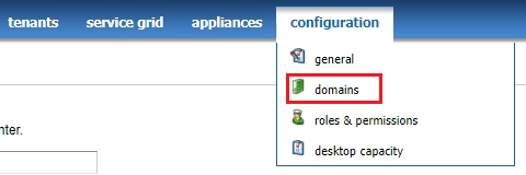 Option „Domänen“ im Menü „Konfiguration“ Option „Domänen“ im Menü „Konfiguration“