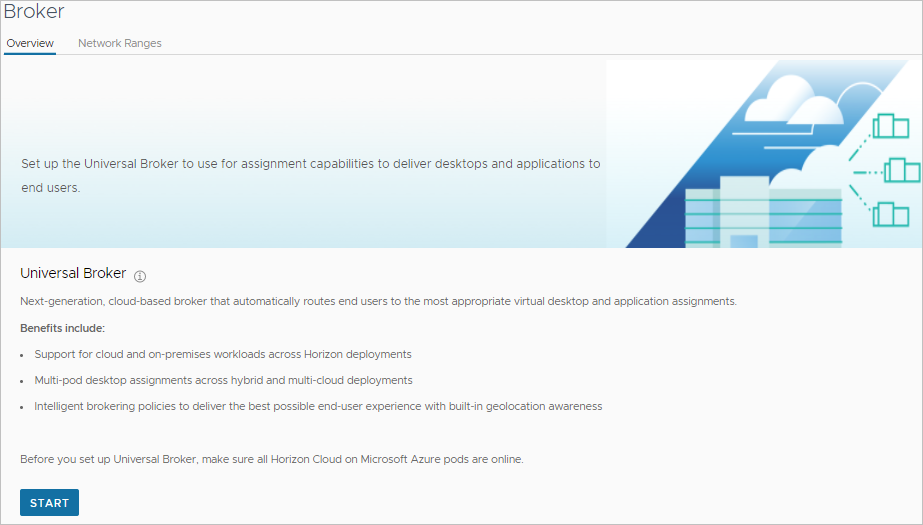 Broker-Auswahlseite für Horizon Cloud-Pods in Microsoft Azure Broker-Auswahlseite für Horizon Cloud-Pods in Microsoft Azure