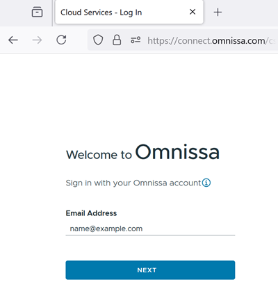 Horizon Cloud on Microsoft Azure: Screenshot des Anmeldebildschirms für Cloud Services bei der ersten Anmeldung