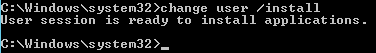 Windows Server 2012 Admin-Eingabeaufforderung mit dem Befehl "change user /install"