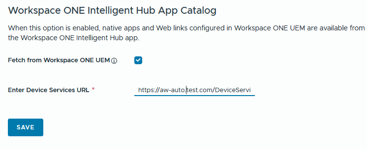 Abschnitt „Workspace ONE UEM-Integrationskatalog“ in der Omnissa Access-Konsole Abschnitt „Workspace ONE UEM-Integrationskatalog“ in der Omnissa Access-Konsole
