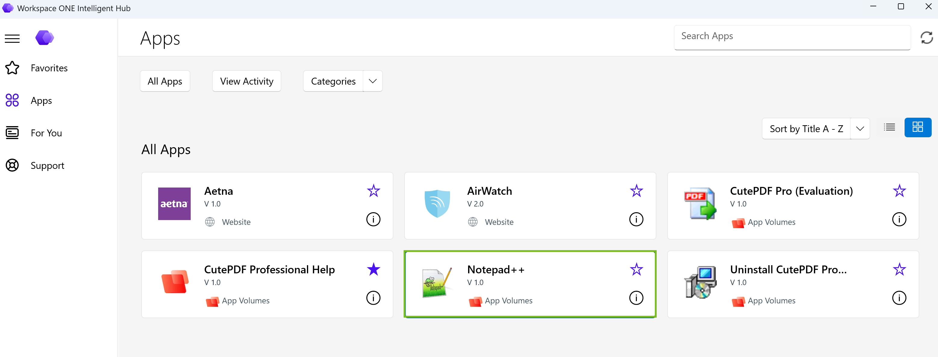 App Volumes-Anwendungen in Intelligent Hub