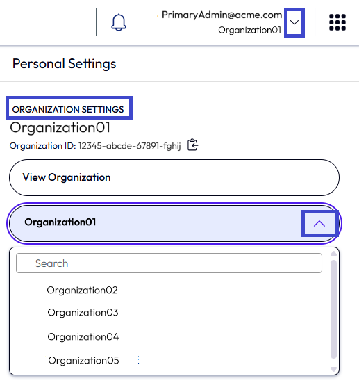 Asegúrese de trabajar en la organización correcta de su producto UEM, de modo que sus administradores secundarios y los usuarios puedan acceder a la UEM Console.